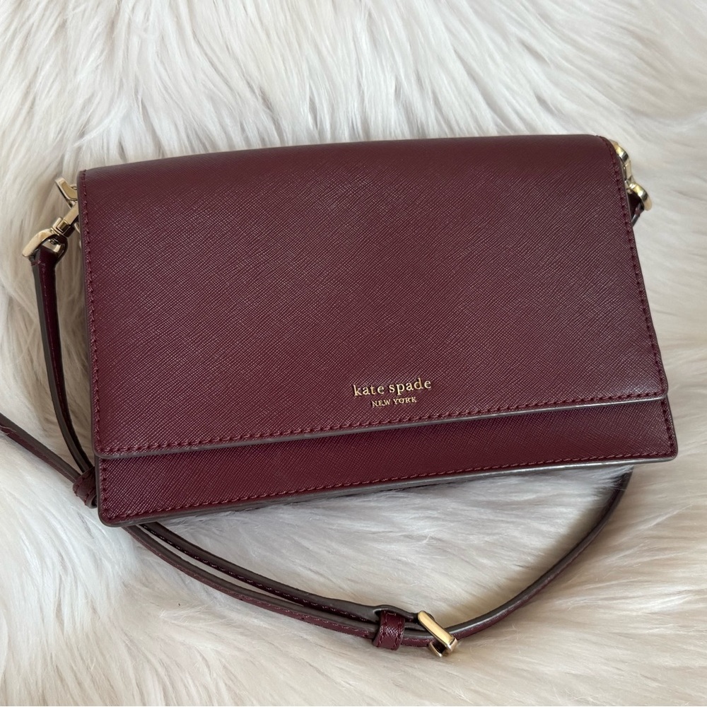 Kate Spade Burgundy Crossbody Bag with Gold Chain